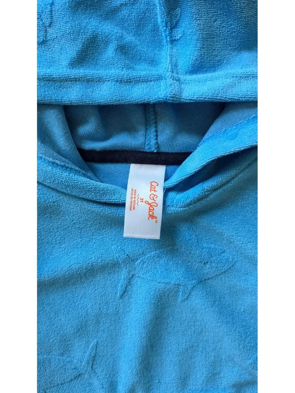 Cat & Jack NWT Blue Terry Shark Embossed Hoodie Cover Up,Sz 3T, 386